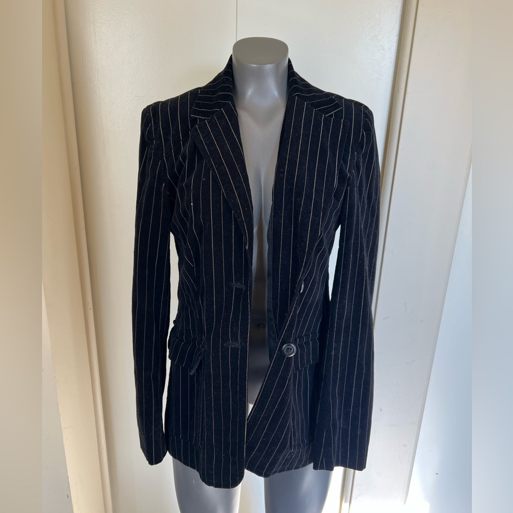 Tall girl vtg cotton/spandex size medium/ small strip blazer…